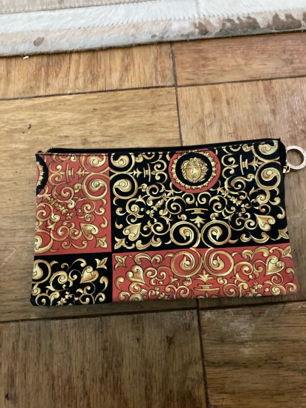 Versace Black and Gold Logo Zip Pouch - Picture 2 of 3